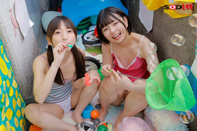 【市井結夏 冬愛ことね】【JC】【VR】近所の好奇心旺盛な団地っ娘たちと一緒にヌルぐちょローションプールわいせつVR