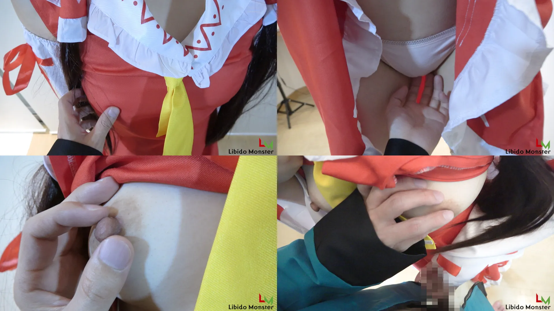 【東方Project 博麗霊夢 同人AV】オタク友達に霊夢コス着せてパコパコ