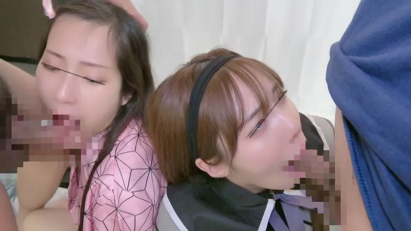 【鬼滅の刃 竈門禰豆子＆まどマギ 暁美ほむら コスプレAV】【レイヤー撮影会裏オプ】禰×子×ホム× NN裏おぷ「SNSには絶対に上げないでくださいね」