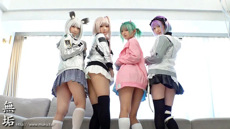 【市川りく 白石かんな 千石もなか 渚みつき】中出し交尾に没頭する発情コスプレ美少女たち 完全着衣8P大乱交