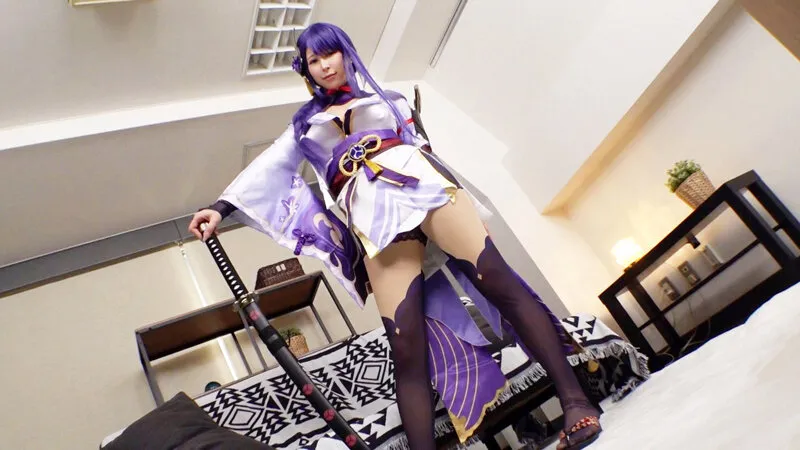 【有岡みう】【原神 雷電将軍コスプレAV】神乳Iカップキレカワ系レイヤーみうちゃん！雷の神、チ●ポに負けて中出しを許す！【セクハラ個撮】