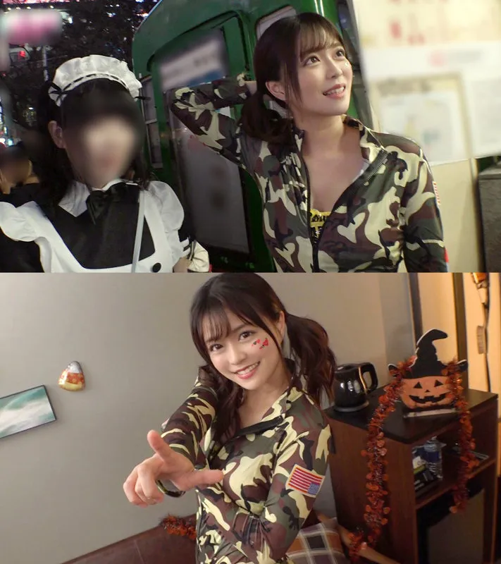 【奏音かのん】かのん【Dカップ現役JD ハロウィン・ARMYコス・ハメ撮り流出】