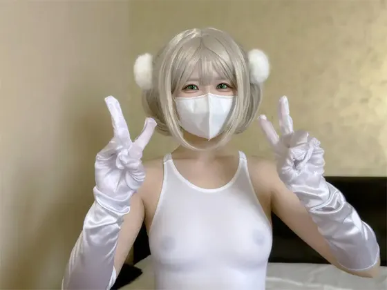 【しぐれうい同人AV】スケスケ白スク水ひよこ系う⭕️ちゃんの手袋手コキ