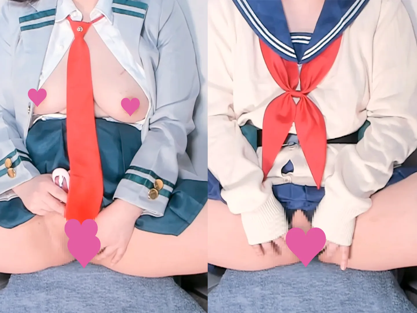 【猫之禰宜あかつき】【ヒロアカ麗日お茶子＆トガヒミコ同人AV】ヒ□アカキャラダブルコス