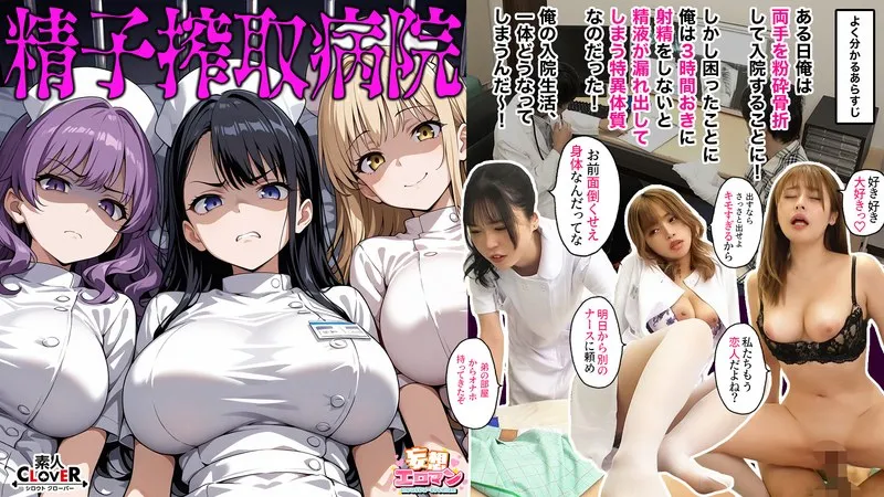 【搾精病棟パチモンAV】【精子搾取病院】 1不機嫌な毒舌ド Sギャルナースと塩対応SEX 2彼ピが居る元ヤン口悪ナースと浮気生ハメ 3メンヘラサイコパスナースと本気の子作りエッチ☆3人の性格最悪ナースたちから毎日精子を搾取されちゃう入淫性活☆【妄想エロマン♯ツバキ＆ミヤモト＆ユウリ】
