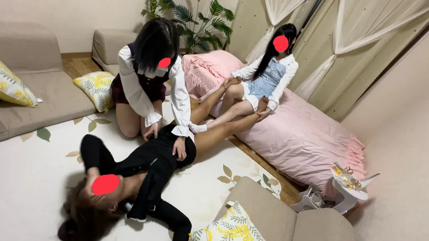 妹ゆうなの反撃！ギャル2人うさぎちゃんとめありちゃんをを電気アンマとくすぐりで逝かせる！