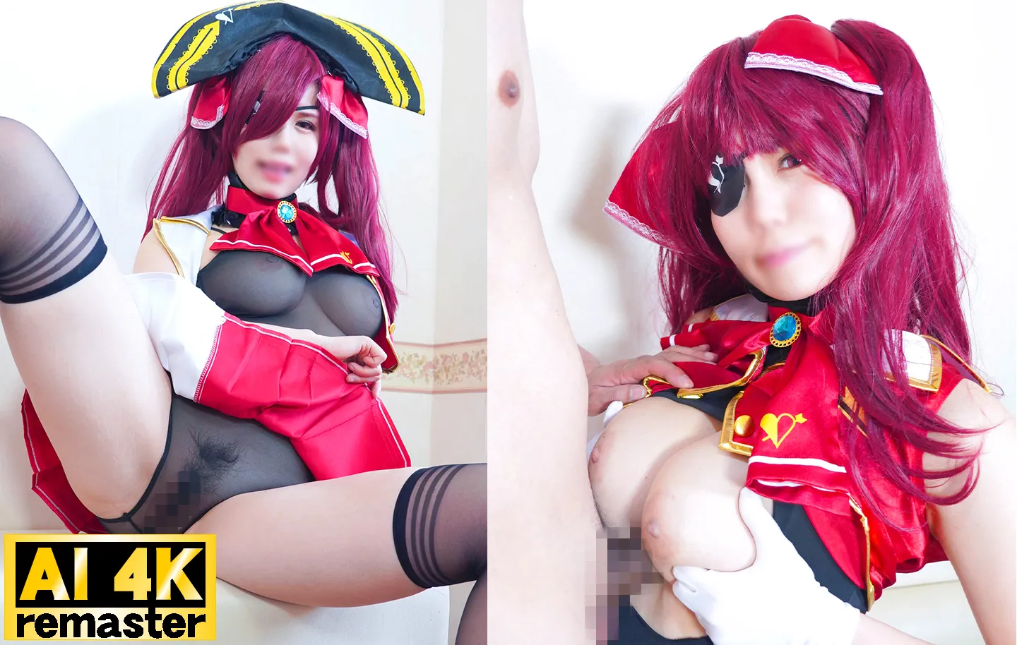 【AI 4Kリマスター版】発情メス船長ベロキスまみれ爆乳しゃぶり肉感ご奉仕フェラ【ホロライブ宝鐘マリン】