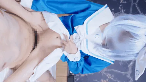 【ブルアカアロナ同人AV】【本編マスク着用目出し】ブルア〇アロ〇でまったりえっち♥30キロの華奢な身体に浮き上がった恥丘♥スベスベつるぺたおなかのガチレイヤーちゃんと背徳えっち♥