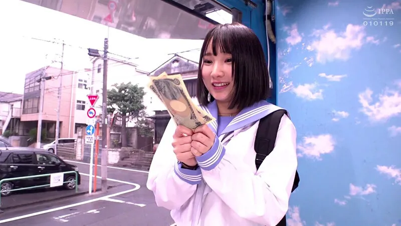 【由良かな】【JK】1cm1万円のギリギリディルドチャレンジ！先っちょだけのつもりが極太ディルドに性欲を刺激され思わず膣奥までズボっと挿入！そしておま○こを押し広げられる人生初の快感に発情腰ふり潮！潮！～マジックミラー号撮って出し！～