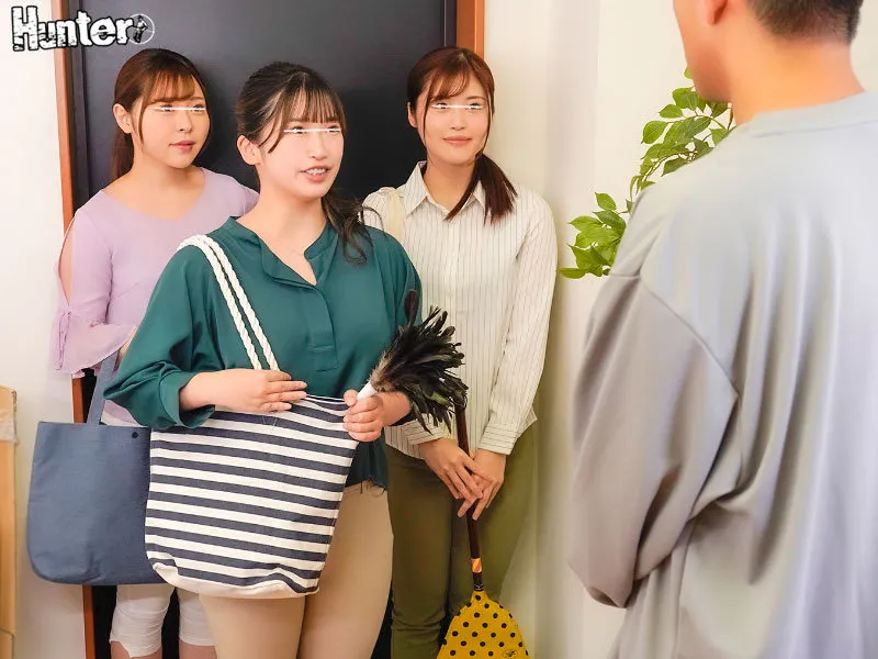 【美園和花 望月あやか 天神ユリ】裸エプロンをしながら掃除をしてくれる出張家事代行サービス！料金はお高いが巨乳・巨尻の家政婦さんが掃除してくれてチ○ポも掃除！でハメ放題！