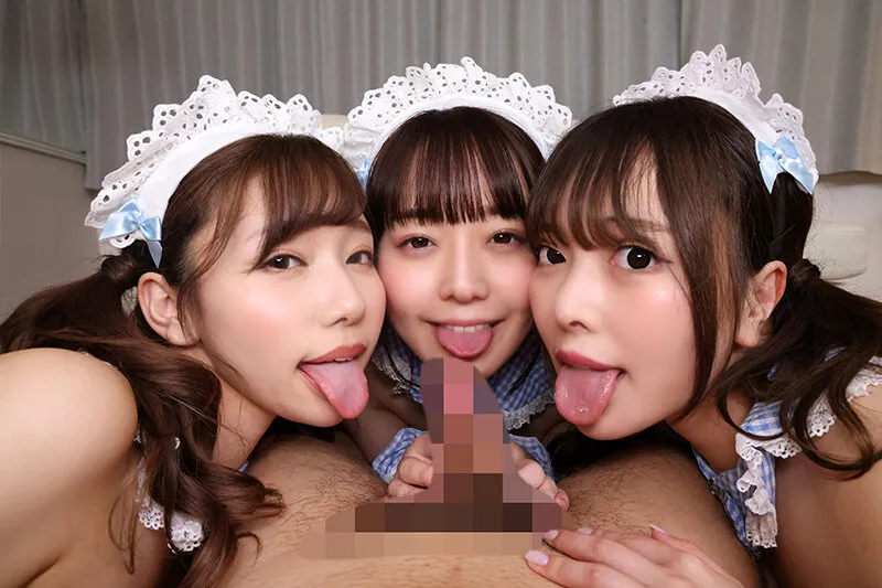 【さつき芽衣 高瀬りな 蘭々】ぷにもちオッパイでご主人様をイカせまくる全裸メイドの神奉仕ハーレム