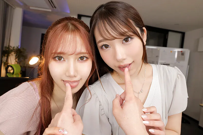 【尾崎えりか＆斎藤あみり】【VR】W最強顔面コンビ！！会社のマドンナ2人の同僚と一晩中残業W中出しセックス！ えりか・あみり