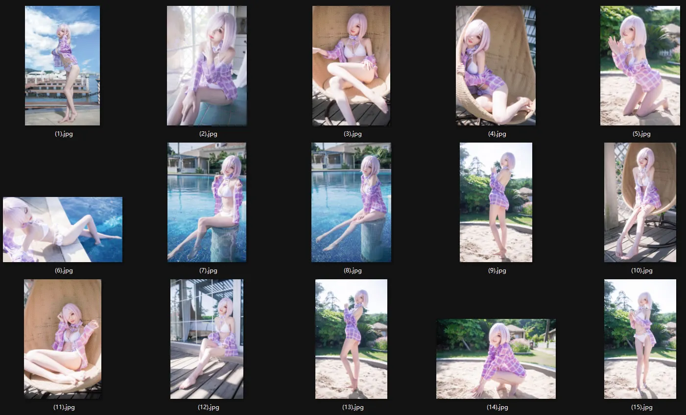 【FGO マシュ】★4K★CoserFUQING-No.25 F◯te/Grand Orderマシュ・キリエライト水着　17P