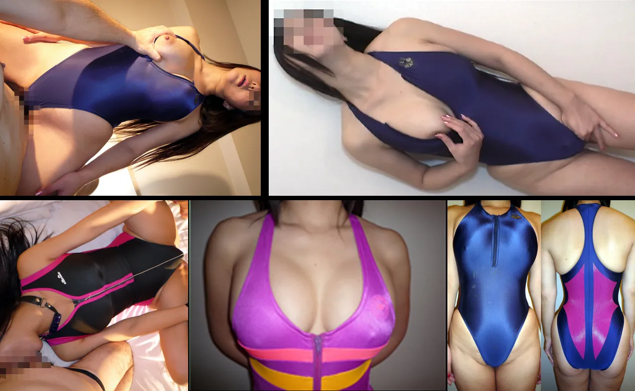 フロントジップ競泳水着・オッパイ渓谷の誘惑