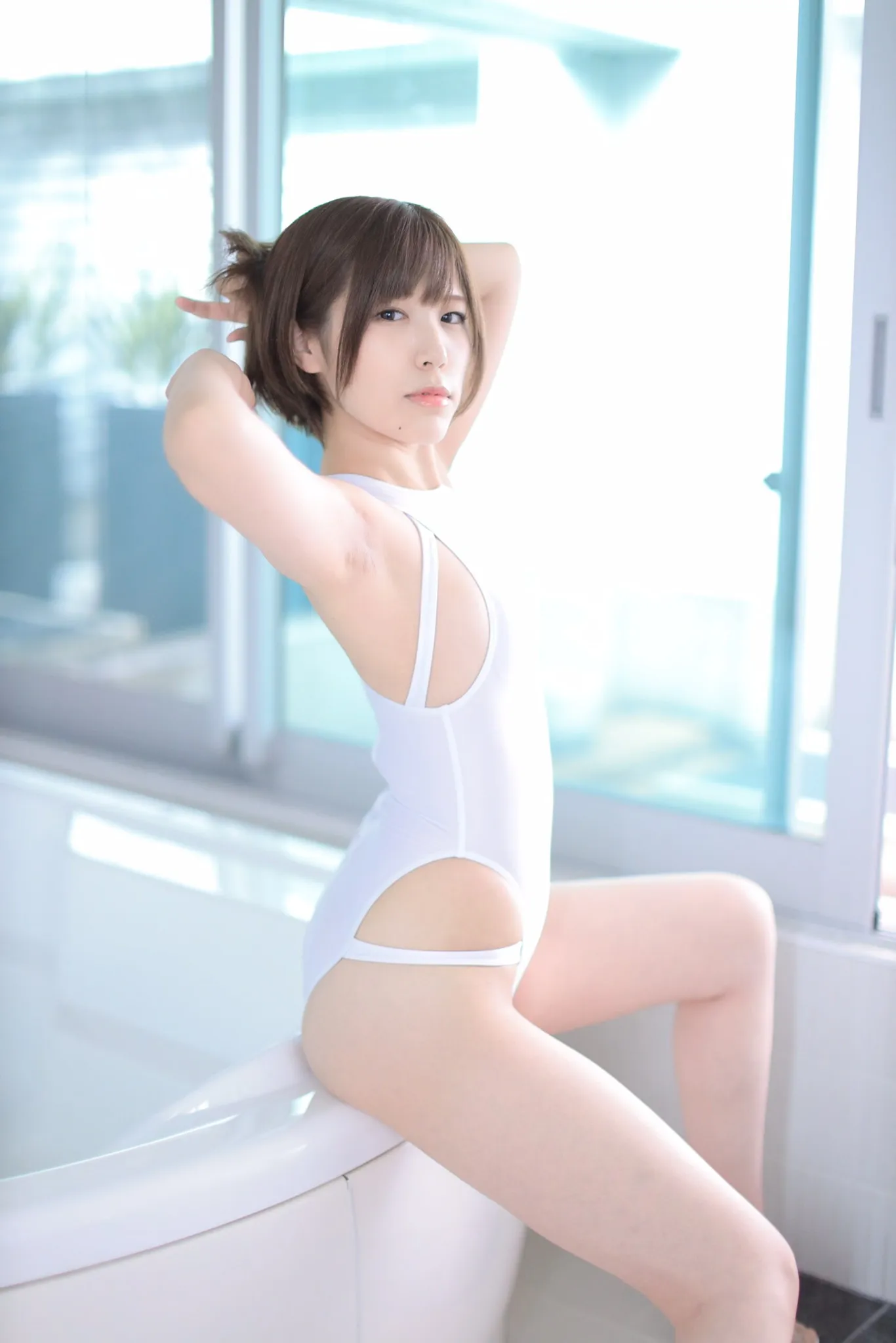 【皆月なる】競泳えも。【濡れ透け競泳水着】